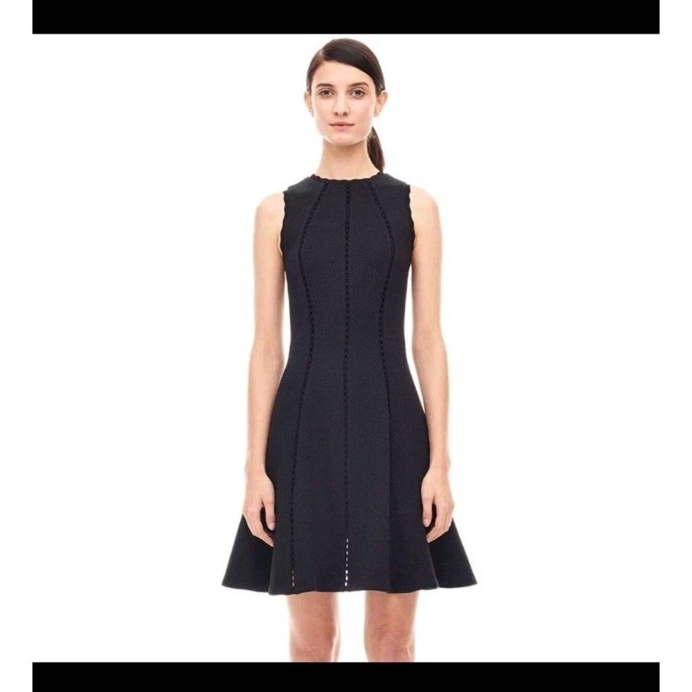 Rebecca Taylor Diamond Textured A-Line Black Dress Women size 6